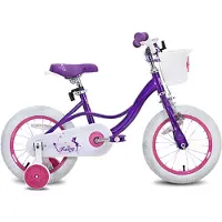 Happiq Peuter- en Kinderfiets 41 cm – Voor Meisjes van 2–9 Jaar – Zijwieltjes, Handrem en Mand – Peuterfiets – Paars