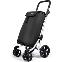 Dutch Mountains Boodschappenwagen 4 wiel - 48 Liter Boodschappentrolley met verstelbaar handvat - Zwart