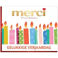 Merci 250g "Gelukkige verjaardag" - Finest Selection Assorted chocolade - Mix van 8 smaken - Chocolade cadeau - Verjaardagscadeau - Individueel verpakte chocoladereepjes