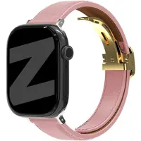 Bandz Apple Watch leren bandje D-Type - horlogebandje geschikt voor Apple Watch 1/2/3/4/5/6/7/8/9/10/11/SE/Ultra (2) (38/40/41/42mm) - roze