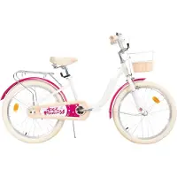Happiq Kinderfiets – Voor kinderen van 3-10 jaar – Met zijwieltjes, fietsmandje en bagagerek – Wit, 51 cm
