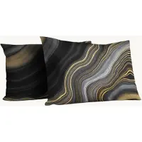 Y-NOT Kussenslopen Set - Mat Satijn Marmer Goud Zawart - 60x70 cm - 2-pack - Zachte Kussenhoezen voor Comfortabele Nachtrust