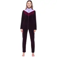 Merry Style – Dames Huispak – Vrijetijdspak – Velours – MS-MG-F-SUIT3-n – Donker paars/licht paars – XXXXXXL