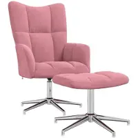vidaXL Relaxstoel met voetenbank fluweel roze
