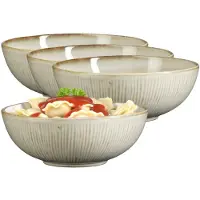 Mica Decorations Pasta bord Nusa - 8x - creme kleur - 17 x 6 cm - keramiek - diep bord