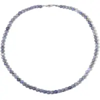 Cavill - Zilveren Halsketting 925 Sterling - Rhodium Verguld - 0.98 Ct Ronde Tanzaniet Kralen - 45 cm - Elegant Blauw-Paars Sieraad