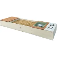 Axi Pippa Zandbak van Hout - Beige/Bruin | Inkl. speelkeuken en opbergbank, zitvlak en opbergruimte – 6-delige speelkeukenset | Met bodembekleding en beschermhoes | 160 x 50 x 20 cm