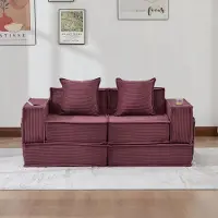 STILVORA Slaapbank 162 x 78 x 66 cm - Met Kussens En Zijvakken - Voor Leeshoek En Woonkamer - Corduroy Wijnrood