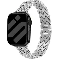 Bandz Metalen 'V-Type' bandje geschikt voor Apple Watch 1/2/3/4/5/6/7/8/9/10/11/SE/SE2/SE3 - 38/40/41/42mm - Zilver