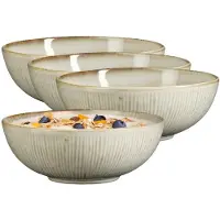 Mica Decorations Soepkom Nusa - 4x - creme kleur - 17 x 6 cm - keramiek - kommetjes/schaaltjes - 500 ml