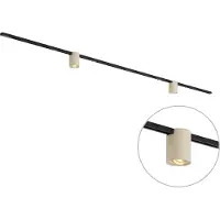 QAZQA Modern railsysteem zwart met 2 beige spots 1-fase - Iconic Rondoo Up