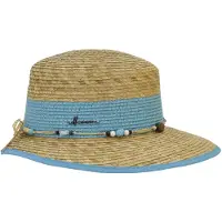 Herman Chapeau été en paille naturelle bicolore avec ceinture en raphia avec perles