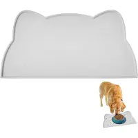 LONGZIMING - Huisdiermat - Siliconen Voermat Voor Kat En Hond - Waterdichte Antislip Voermat Voor Voerbakken - Huisdier Voermat Voor Katten En Kleine Honden - 47*26 cm - Grijs