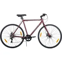 Happiq Racefiets – Voor heren en dames – Lichtgewicht aluminium frame, 7 versnellingen, dubbele schijfrem – Rood, 71 cm