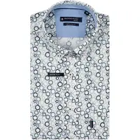 Giordano Overhemd Regular Fit groen geprint cirkels blauw