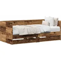 vidaXL Dagbed met lade met plank Oud Hout 90 x 190 cm Bewerkt hout