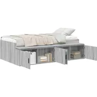 vidaXL Bedframe met lade Grijs Sonoma 90 x 200 cm Bewerkt hout