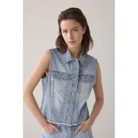 Summum Woman Denim Gilet Vintage Cotton Twill Vintage Blue Denim Maat: 32 | Gilets Outlet | Dames | Blauw