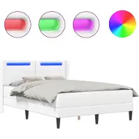 vidaXL Bedframe met matras Wit 140 x 200 cm Kunstleer