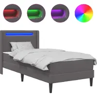 vidaXL Bedframe met matras Grijs 100 x 200 cm Kunstleer