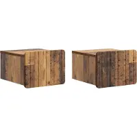 vidaXL Muurbevestigde Nachttafel 2 st Oud hout 33 x 34,5 x 24 cm