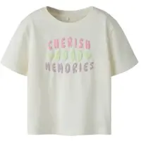 Name it MINI T-shirt ecru Meisjes Katoen Ronde hals Tekst - maat 86