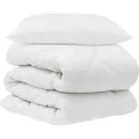 vidaXL Dekbed met kussen 2 st Wit Microvezel