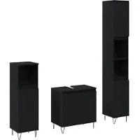 vidaXL Badkamermeubel Set 3 st Zwart Eiken 30 x 30 x 190 cm