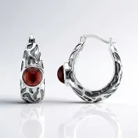 Cavill - Zilveren Oorbellen 925 Sterling - Mozambique Granaat 1,92 ct & Tanzanian Zirkonia - Modern Rood Edelsteensoorklare