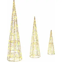 vidaXL Kerstboom 3 st Warmwit 20 x 20 x 80 cm PET 90 LED's