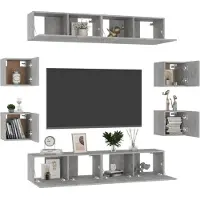 vidaXL 8-delige Tv-meubelset bewerkt hout betongrijs