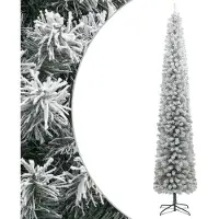 vidaXL Kunstkerstboom smal met standaard en sneeuw 300 cm PVC