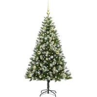 vidaXL Kunstmatige scharnierende Kerstboom met gevlochten sneeuw