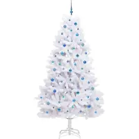 vidaXL Kunstmatige Hinged Kerstboom Wit 240 cm PVC en Staal