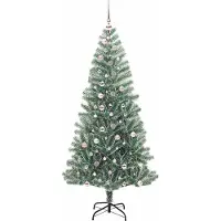 vidaXL Kunstkerstboom Sneeuw Gevlokt met LED Licht Groen en Wit 240 cm