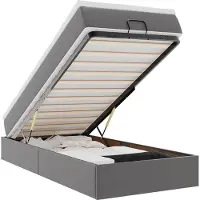 vidaXL Ottoman bed met matras 80x200 cm kunstleer grijs