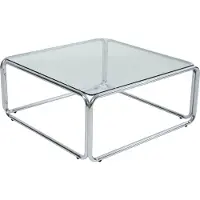 Oviala - Vierkante salontafel L90 cm in metaal en helder glas - Lewis
