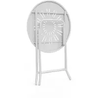 Vente-unique Opklapbare tuintafel D.60 cm in metaal in smeedijzerstijl - Wit - GUERMANTES van MYLIA