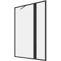 Vente-unique Zwarte badwand met draaibaar deel, mat uiterlijk, B100 x H140 x D1,92 cm, 5 mm gehard glas, metalen profiel, industriële en trendy stijl, BRADENTON
