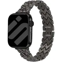 Bandz Metalen 'V-Type' bandje geschikt voor Apple Watch 1/2/3/4/5/6/7/8/9/10/11/SE/SE2/SE3 - 38/40/41/42mm - Zwart