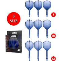 GOAT Air Blue Clear NO6 - Multipack - Dart Flights & Shafts - 3 Sets - Medium, Inbetween & Short