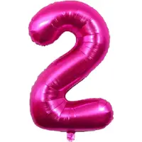 Jumada 's - 70cm Cijferballon - Fuchsia - Cijfer 2 - Folieballon