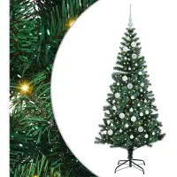 vidaXL Kunststof Voorverlichte Kerstboom Groen 150 cm PVC en Metalen