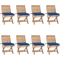 vidaXL Tuinstoelen 8 st inklapbaar met kussens massief teakhout