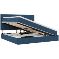 vidaXL LED opbergbed met matras Blauw 200 x 200 cm Stof