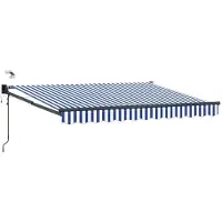 vidaXL Elektrisch Uitschuifbare Zonneluifel Blauw en Wit 3 x 2,5 m