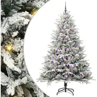 vidaXL Kunstmatige Voorverlichte Kerstboom met Ballenset Groen 210 cm
