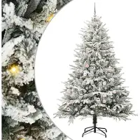 vidaXL Kunstmatige Voorverlichte Kerstboom met Ballenset Groen 210 cm