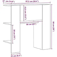 vidaXL hal kast met plank Zwart Eiken 97,5 x 37 x 99 cm Bewerkt hout