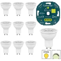 Lybardo - GU10 LED lamp - 10 pack - 7W - Dimbaar - Modern Warmwit Licht + LED Dimmer 3-200W